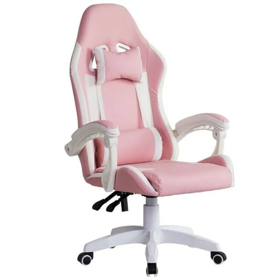 BOXED GAMING CHAIR IN PINK AND WHITE