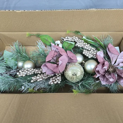 DUSKY PINK MAGNOLIA PRE LIT TEARDROP CHRISTMAS WREATH