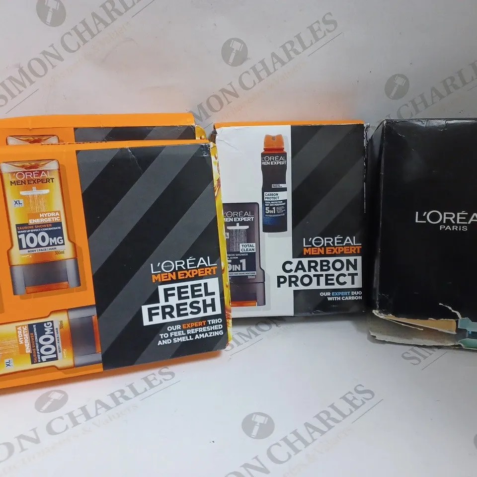 FOUR ASSORTED LOREAL GIFT SETS TO INCLUDE FEEL FRESH, CARBON PROTECT, CLEAR SKIN AHEAD 