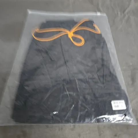 RHUDE BLACK SWIMS SHORTS WITH ORANGE DRAWSTRINGS – SIZE L