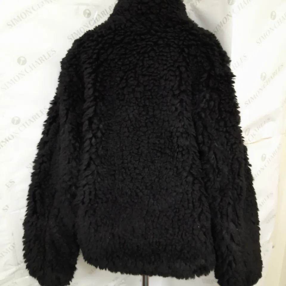 ZARA FURRY COAT IN BLACK SIZE M