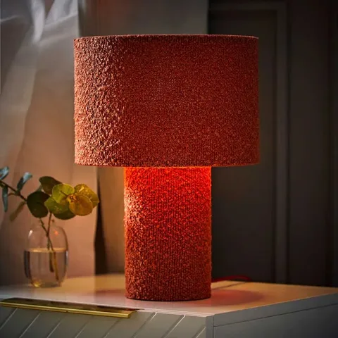 BOXED DERCY RUST BOUCLE TABLE LAMP