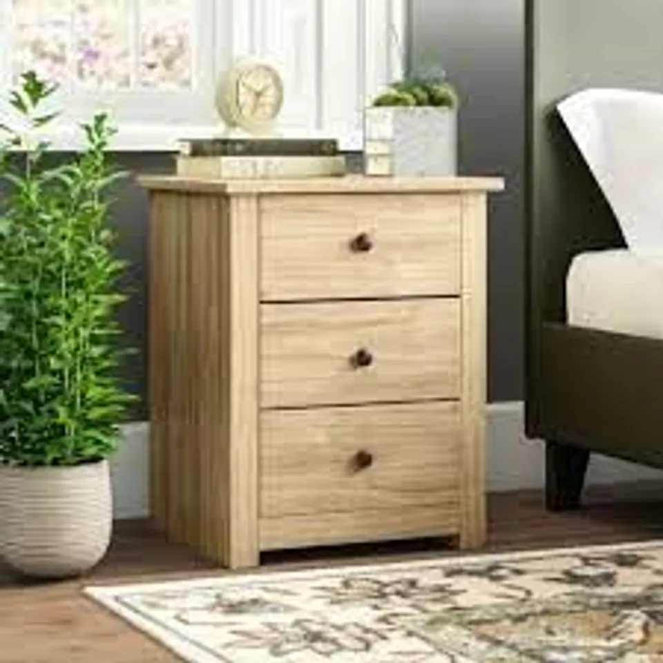 BUDA 3 DRAWER BEDSIDE TABLE 