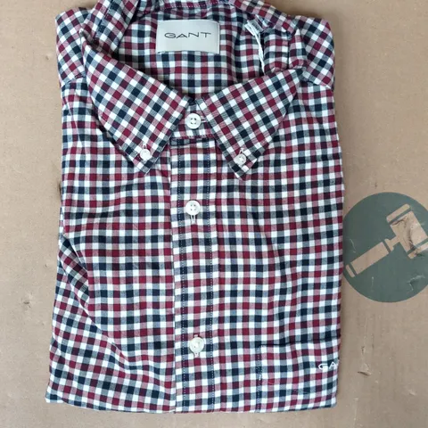 GANT REG TWILL GINGHAM SHIRT IN PLUMPED RED SIZE LARGE