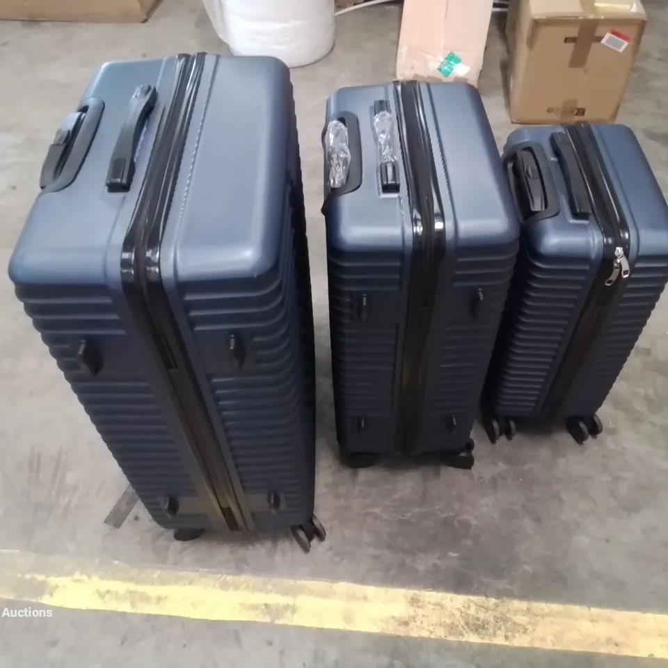 SET OF 3 NAVY HEAVY DUTY TRAVEL SUITCASE 