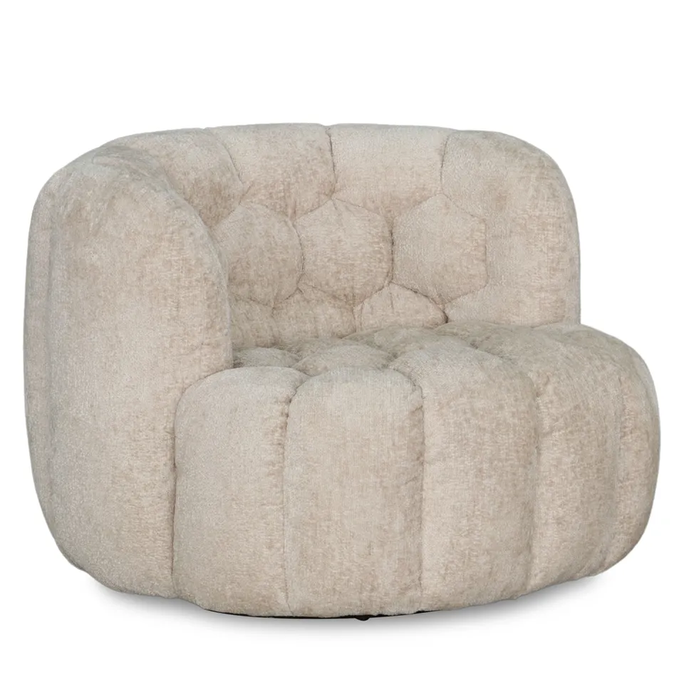 BRAND NEW BOXED HUIT OCTO SWIVEL CHAIR IN GLAM SAND FABRIC