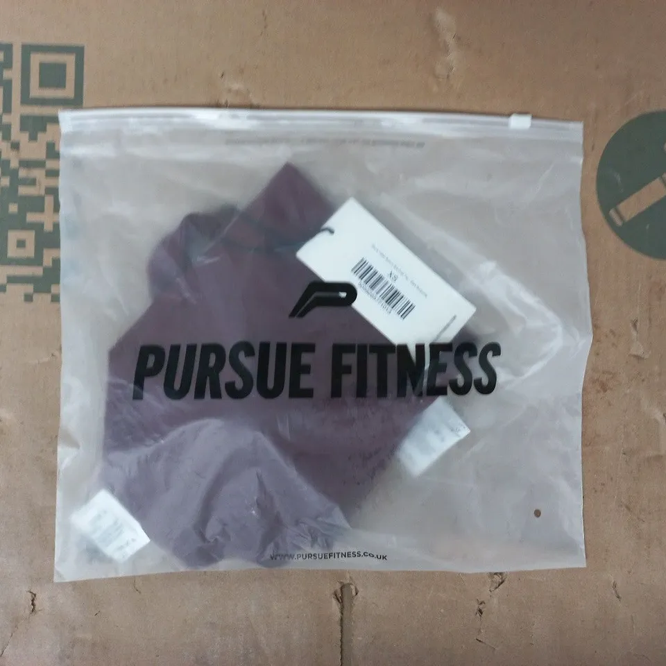 BAGGED PURSUE FITNESS ALLURE HALTER BUILT-IN BRA CROP TOP IN DARK BURGUNDY SIZE XS