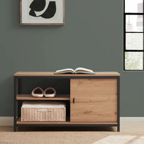 BOXED DUSK WILLOW SHOE STORAGE BENCH - OAK EFFECT (1 BOX)