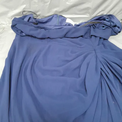 RUCHED NAVY MIDI DRESS