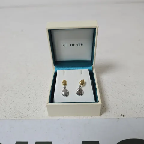 KIT HEATH RHODIUM 2 TONE EAR RINGS IN BOX