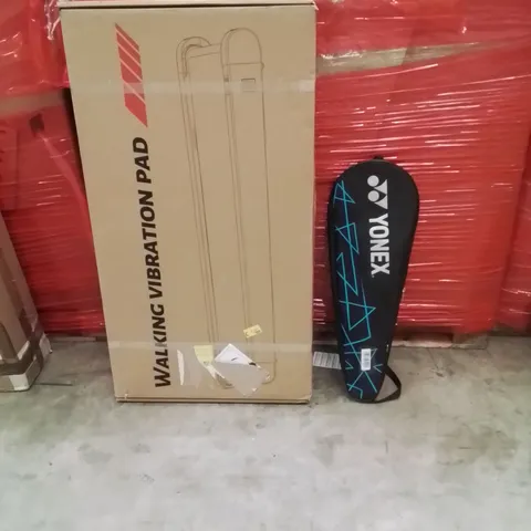 PALLET OF ASSORTED HOUSEHOLD GOODS AND PRODUCTS TO INCLUDE;WALKING PAD,TENNIS RACKET 