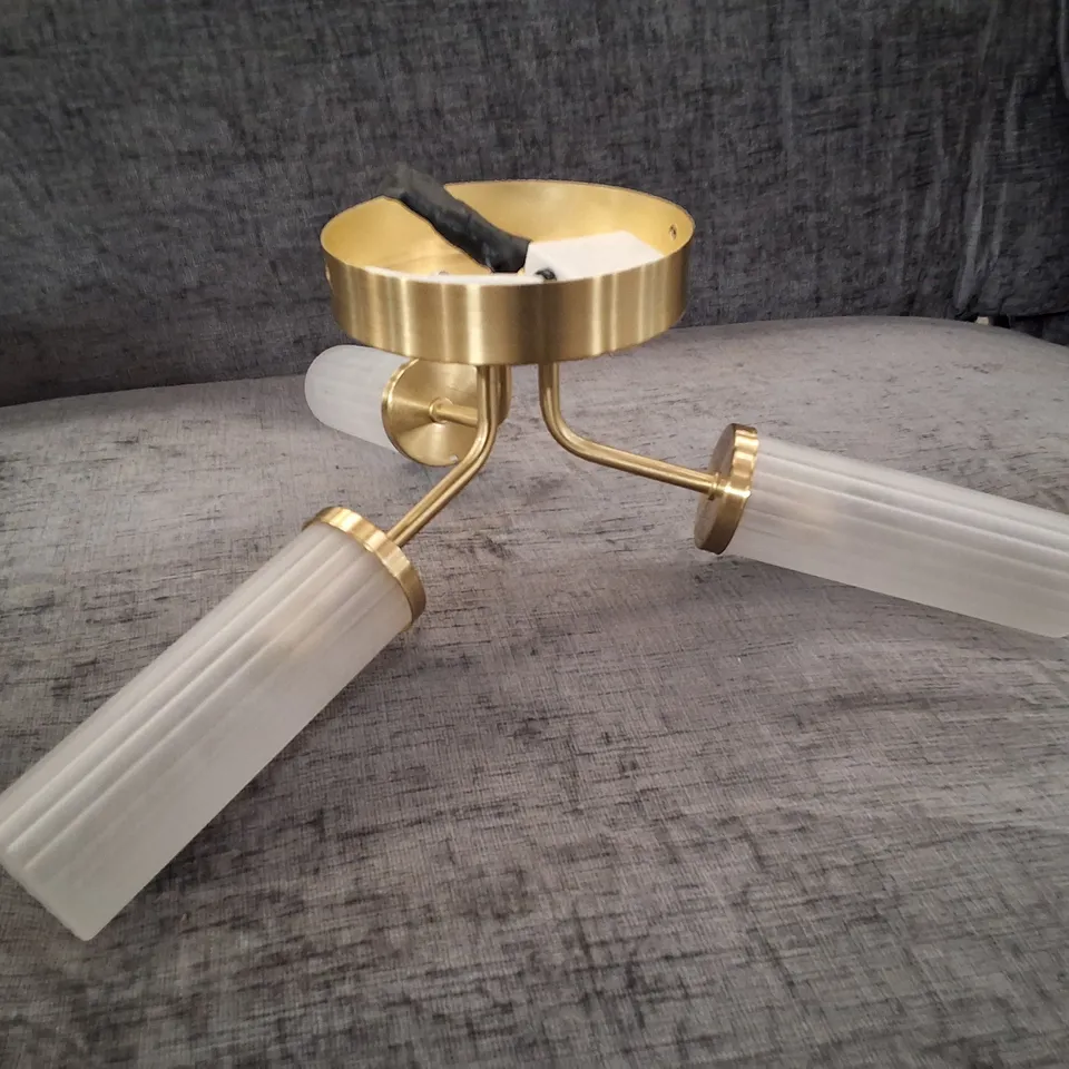 BOXED ADBEEL GLASS FLUSH MOUNT FIXTURE - GOLD