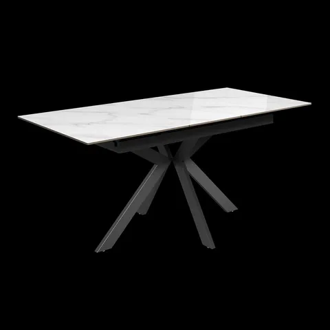 BOXED BEATRICE CERAMIC EXTENDING DINING TABLE - WHITE (2 BOXES)