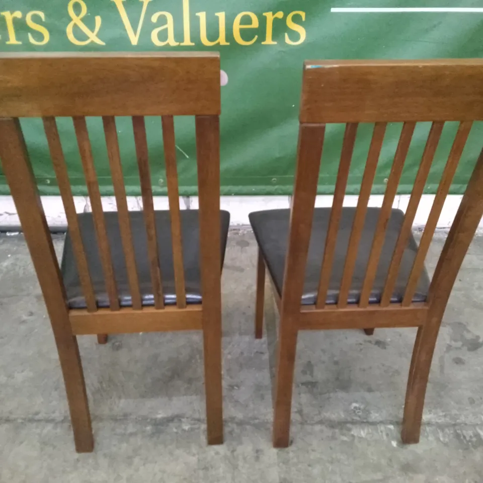 SET OF 2 NEW OXFORD DARK WOOD DINING CHAIRS (BLACK LEATHER SEAT PAD)