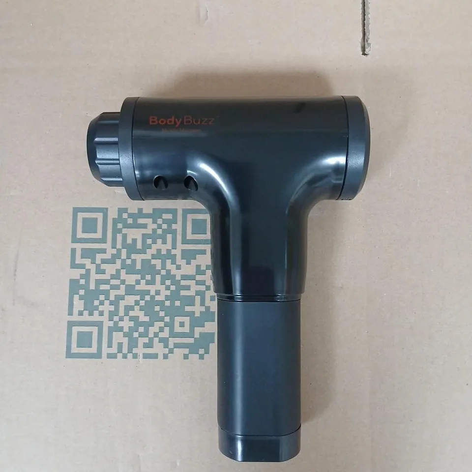 BOXED BODYBUZZ MUSCLE MASSAGER – CORDLESS HANDHELD WITH 4 INTERCHANGEABLE HEADS