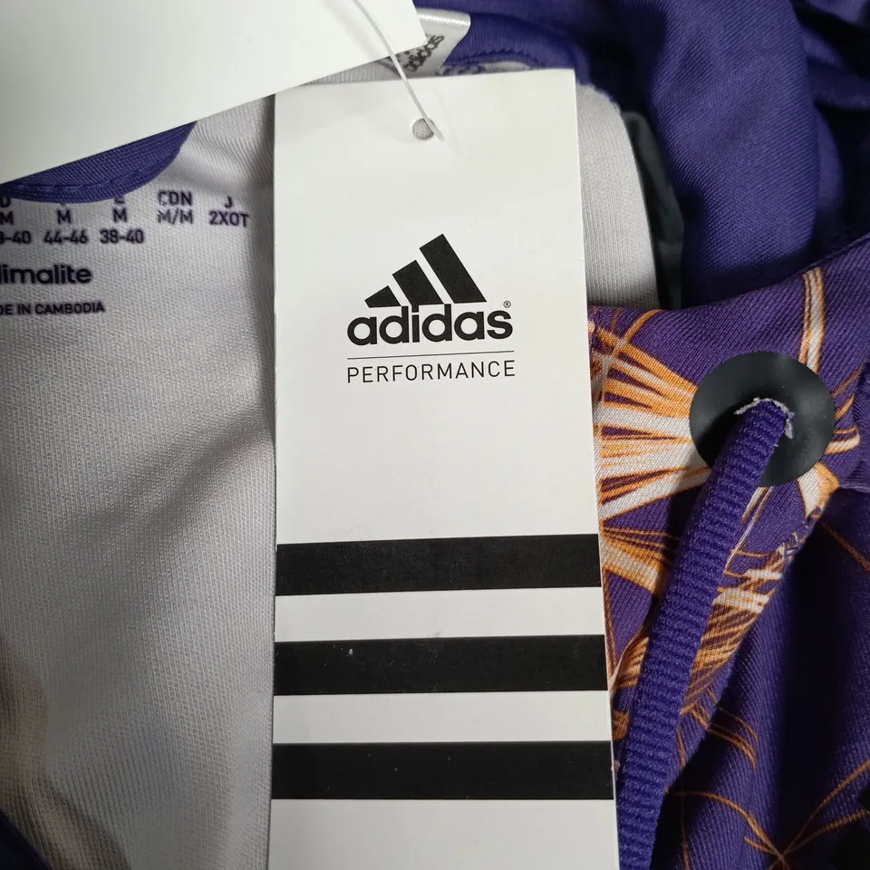ADIDAS PERFORMANCE PURPLE GEOMETRIC TRACK JACKET – UK M