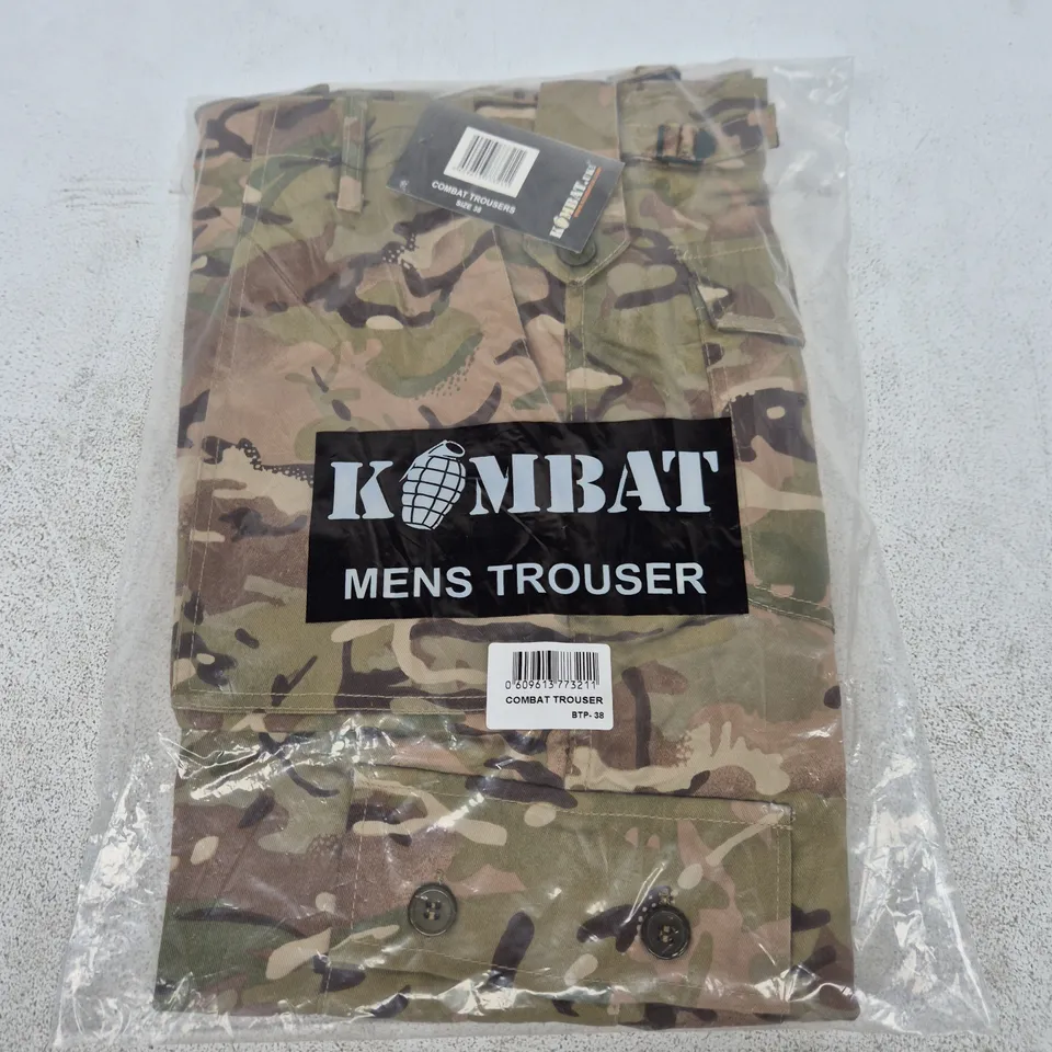 BAGGED KOMBAT MENS COMBAT TROUSERS IN GREEN CAMO - SIZE 38