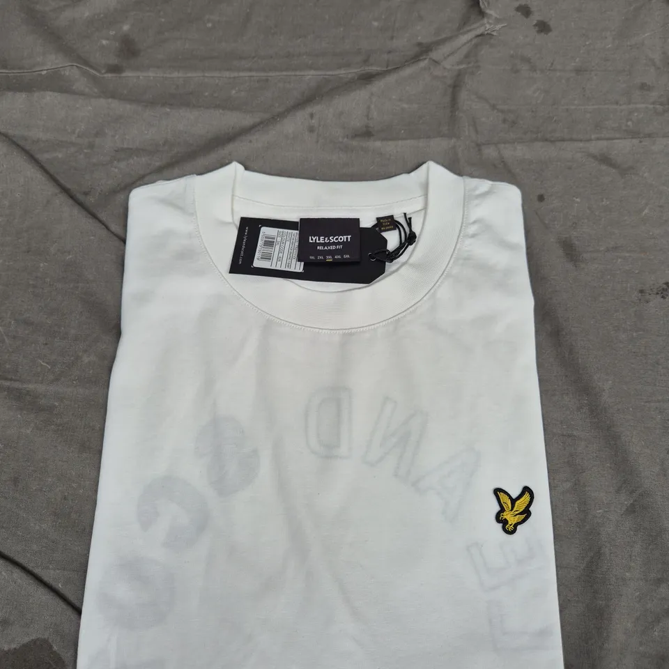 LYLE & SCOTT TARTAN HERITAGE GRAPHIC T-SHIRT - WHITE - SIZE 3XL