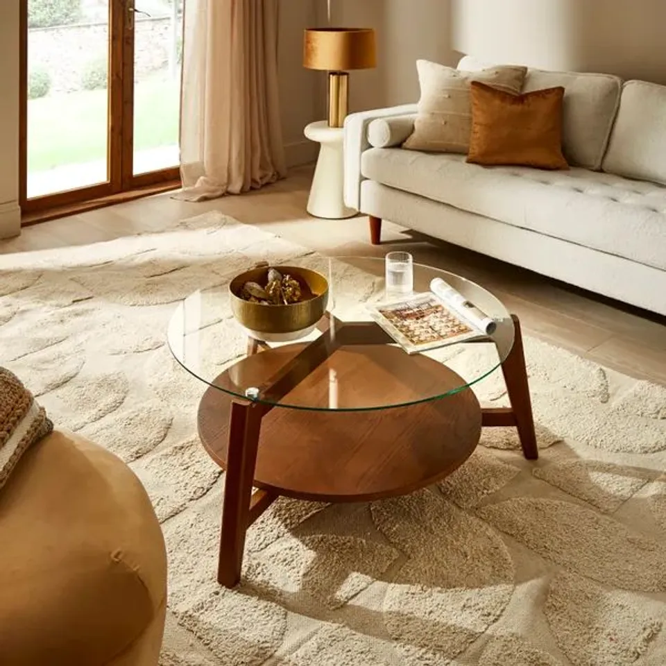 BOXED AGATHA ROUND COFFEE TABLE - DARK STAINED