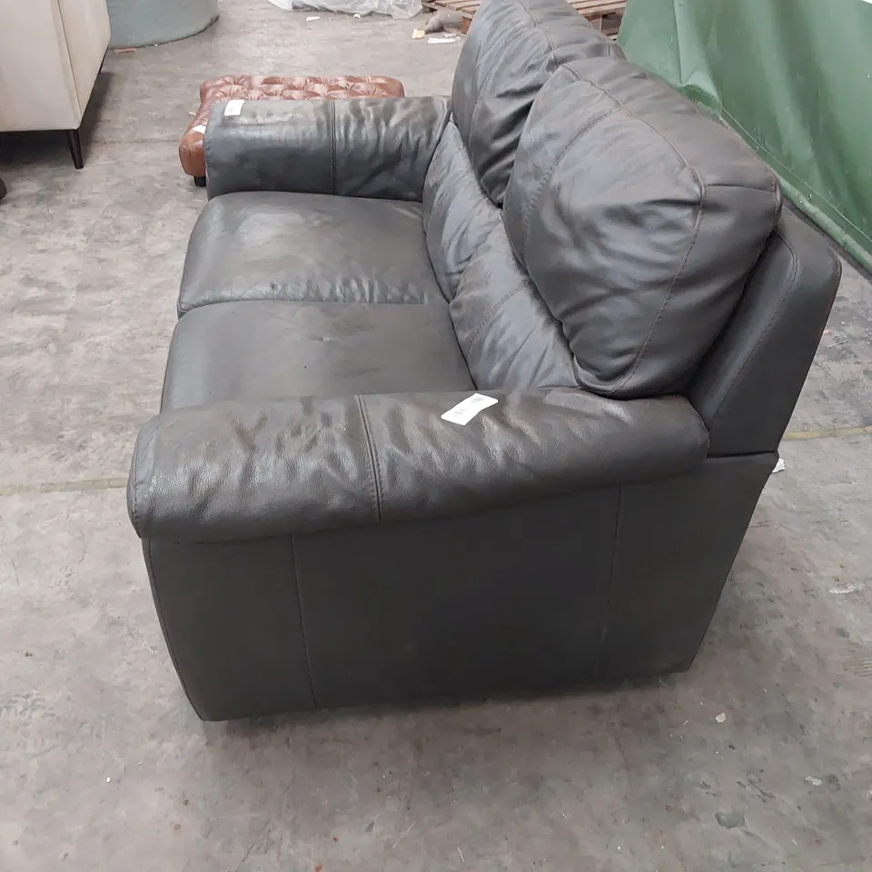 QUALITY DESIGNER 2 SEATER SOFA CHARCOAL LEATHER