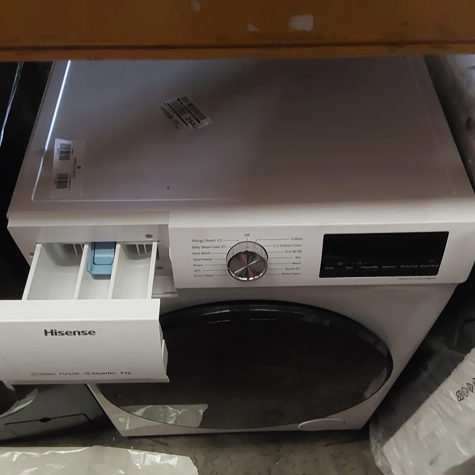 HISENSE 8KG 1400 SPIN WASHING MACHINE IN WHITE