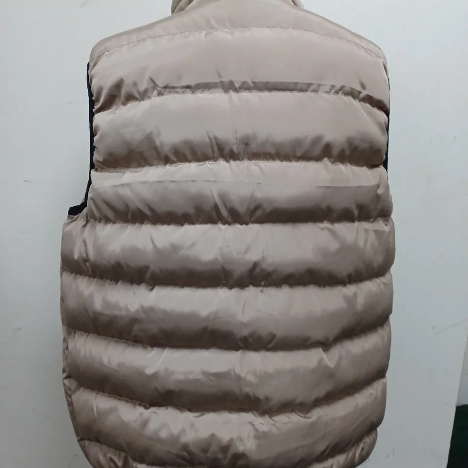 UNBRANDED SAND COLOURED GILET WITH CHECKERED INSIDE 