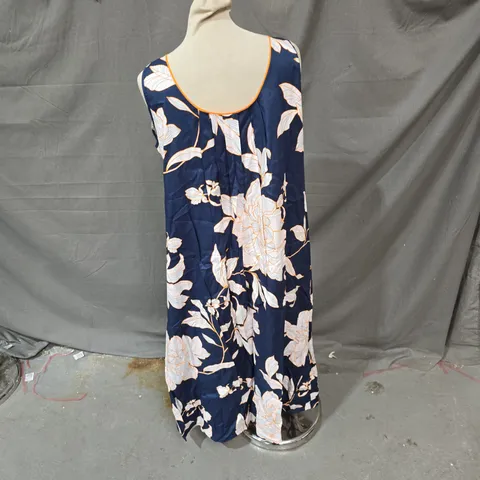 CYBERJAMMIES AUBURN NAVY FLORAL PRINT LONG NIGHTDRESS – NAVY WITH ORANGE TRIM, STYLE NO. 5079, UK 14