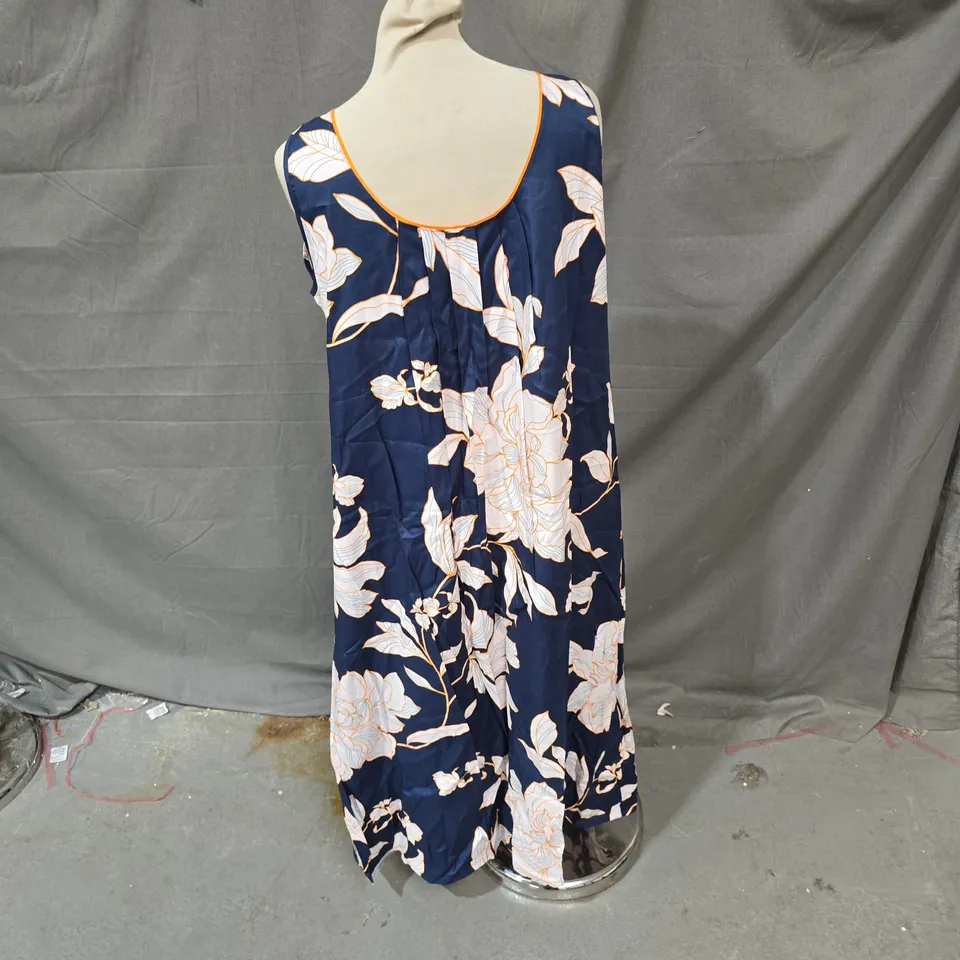 CYBERJAMMIES AUBURN NAVY FLORAL PRINT LONG NIGHTDRESS – NAVY WITH ORANGE TRIM, STYLE NO. 5079, UK 14