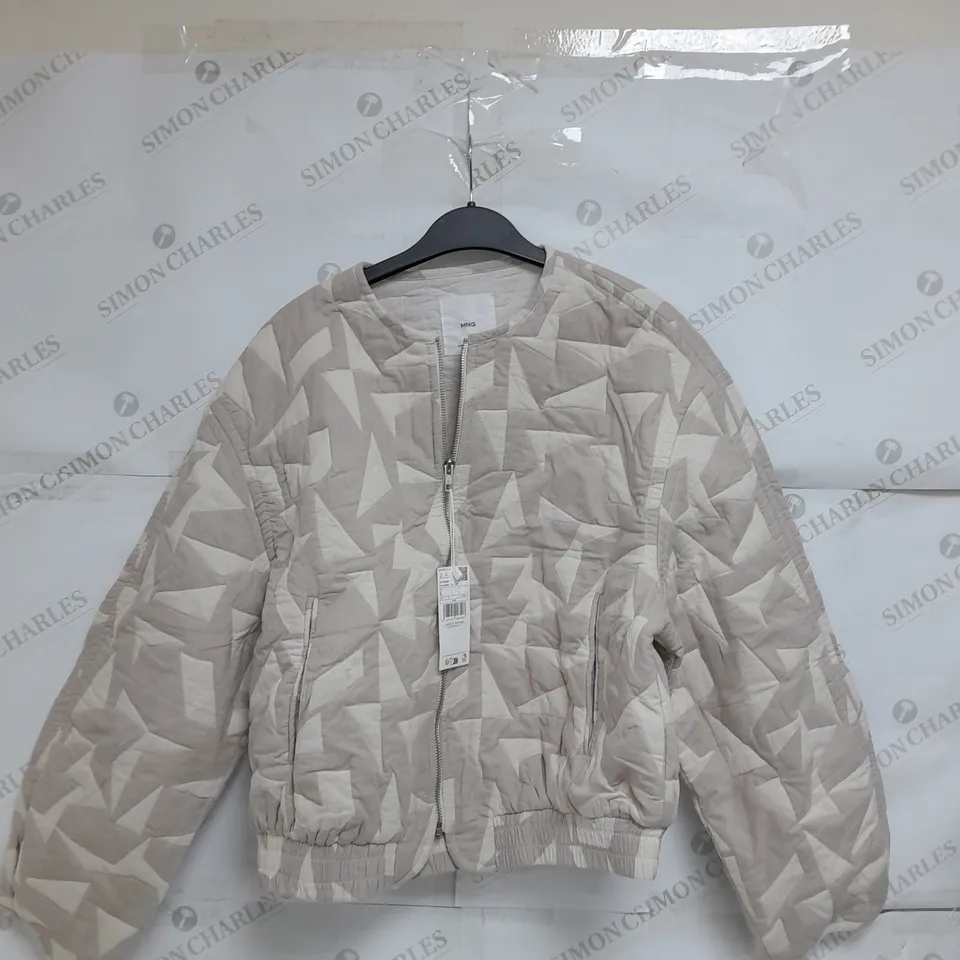 MANGO LARGE CHAQUETA JACKET IN CREAM/STONE GREY 
