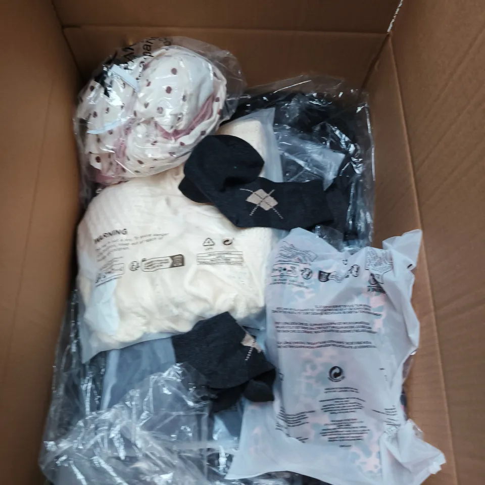 APPROXIMATELY 20 ASSORTED CLOTHING PRODUCTS IN VARIOUS STYLES & SIZES TO INCLUDE PANTS, T-SHIRTS, DRESSES ETC