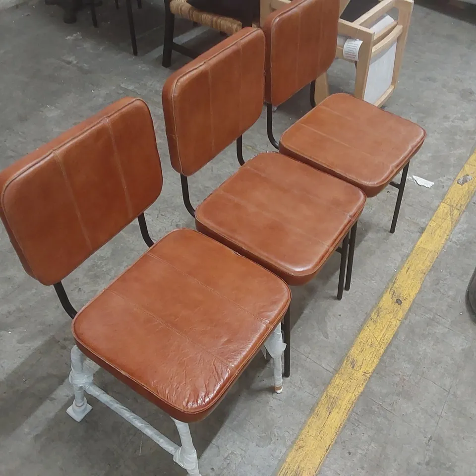 SET OF 3x LEATHER DINING CHAIRS