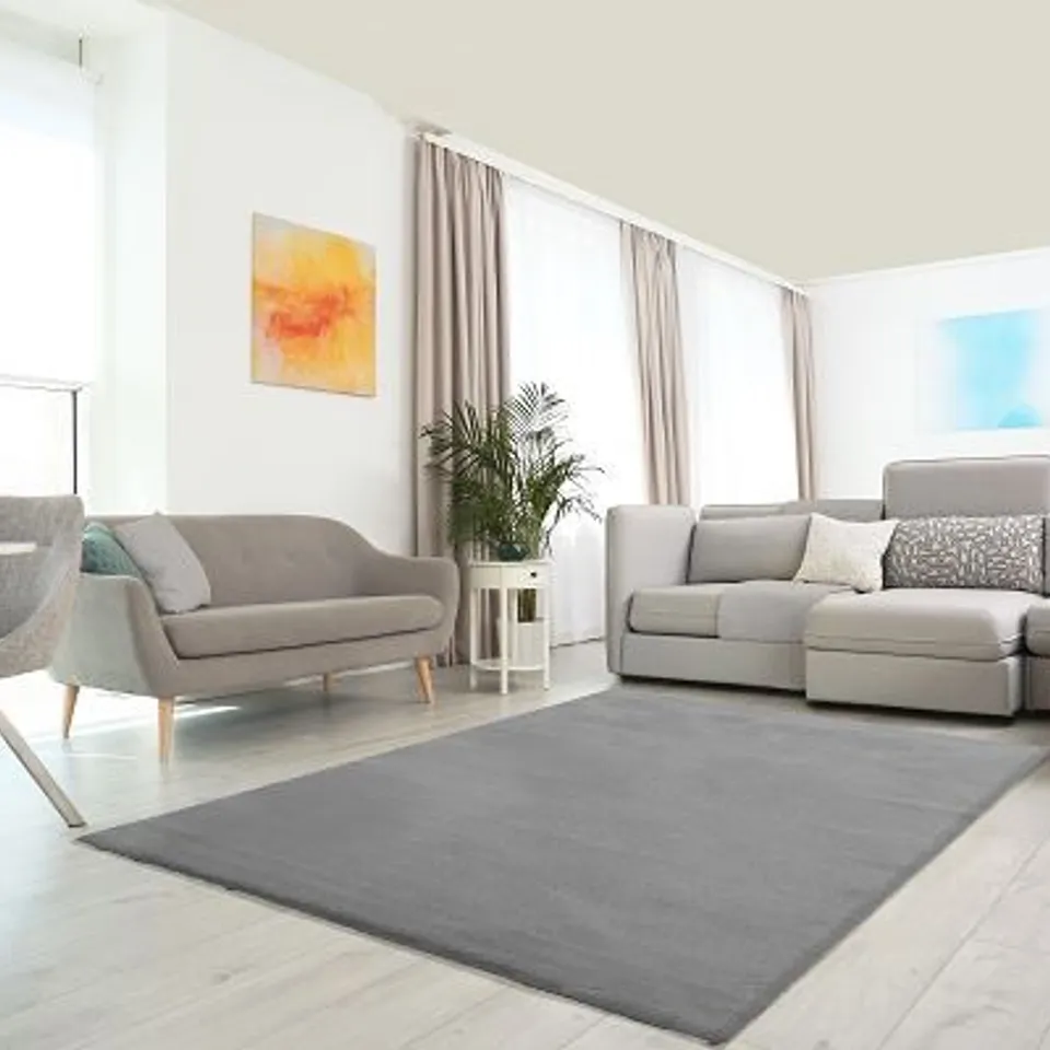 BRAND NEW BAGGED DINARSU 27 FUZZY RUG IN GREY - 120 x 170cm