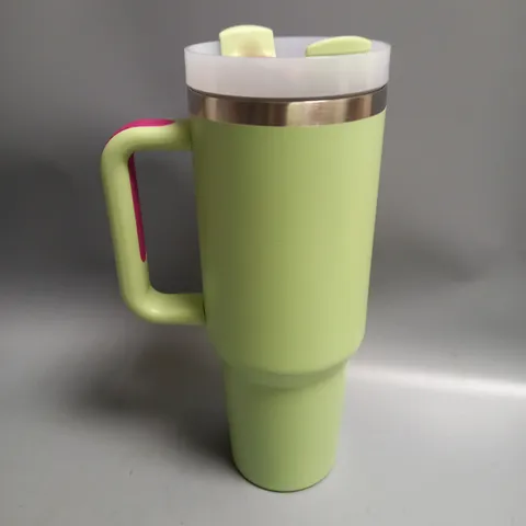 FASHION TALL DRINKING FLASK LIGHT GREEN WITH PINK TRIM