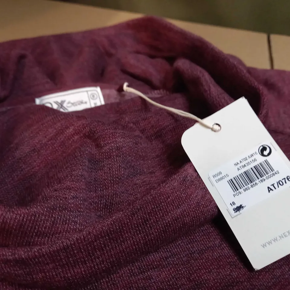 NEXT BURGUNDY MARL LOUNGE WEAR TOP - SIZE 18