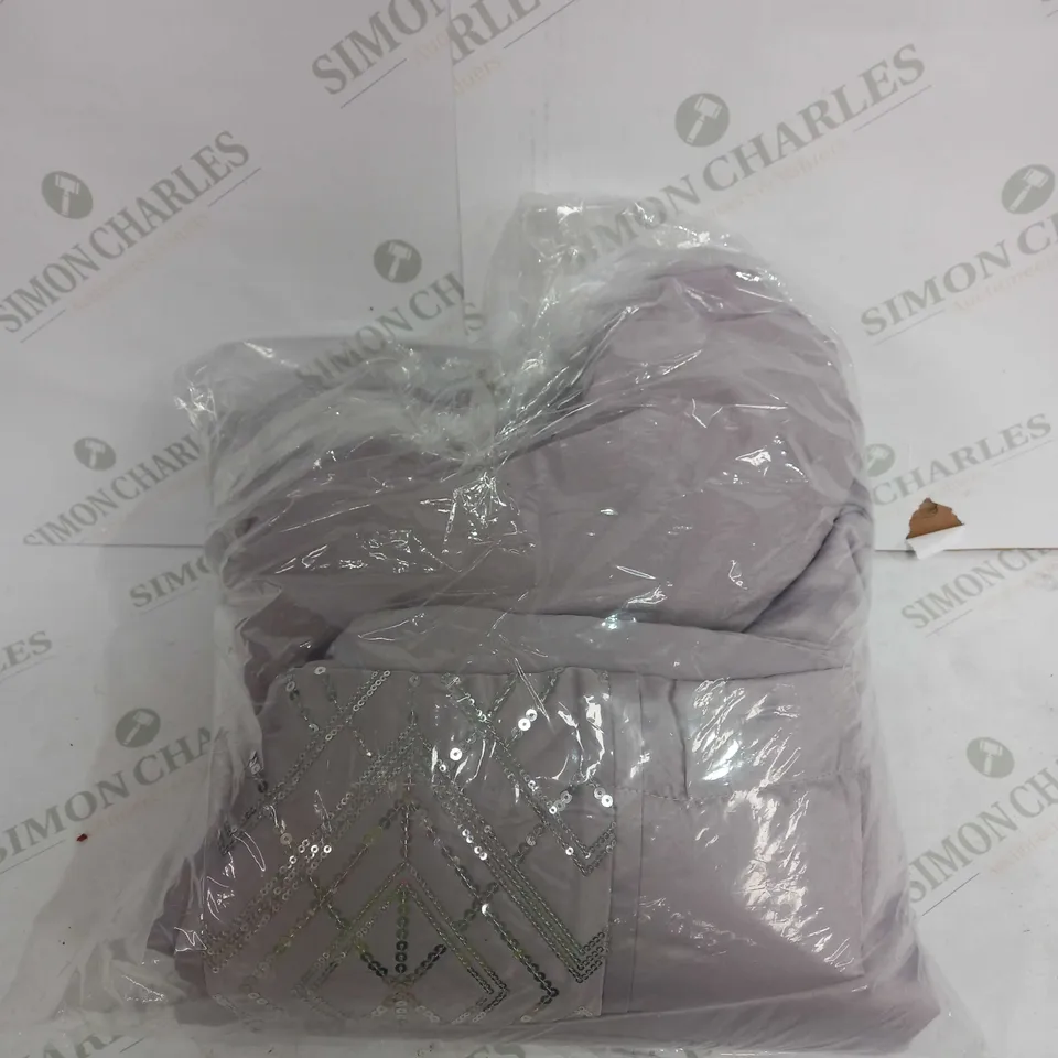 JM BY JULIEN MACDONALD DECO STYLE SEQUIN BEDDING 6 PIECE SET - SILVER - DOUBLE