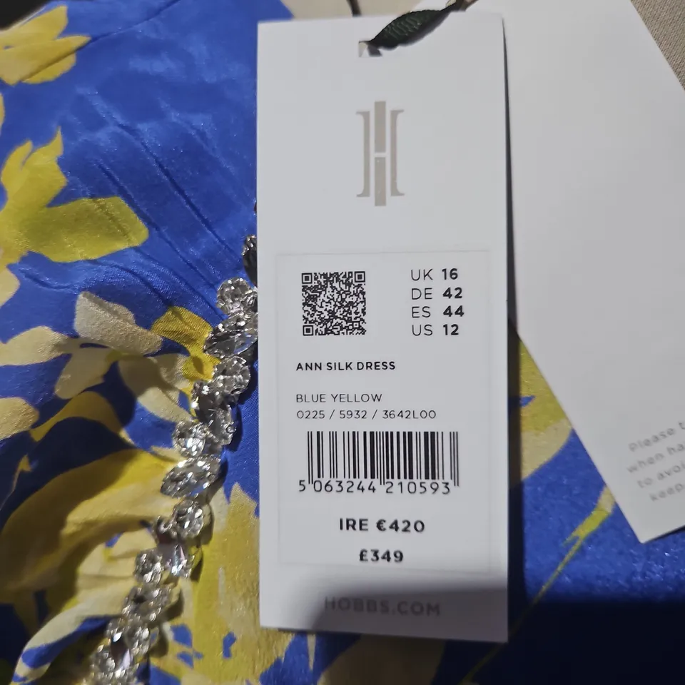 HOBBS LONDON ANN SILK DRESS - UK SIZE 16