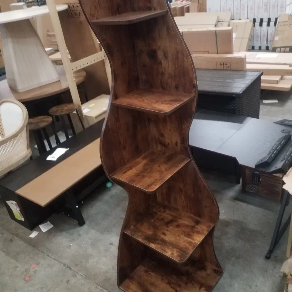 179CM H X 48CM W CORNER BOOKCASE - BROWN