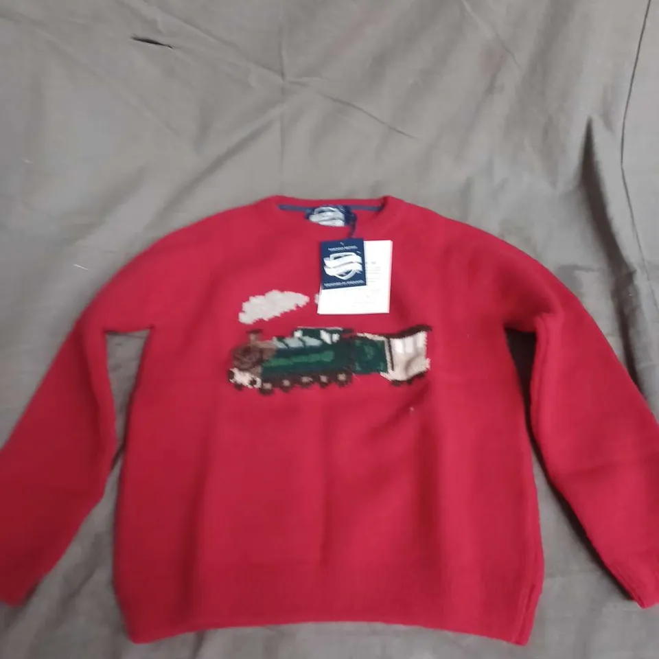 CHELSEA CLOTHING CO STEAM TRAIN JUMPER IN RED SIZE 2/3YRS