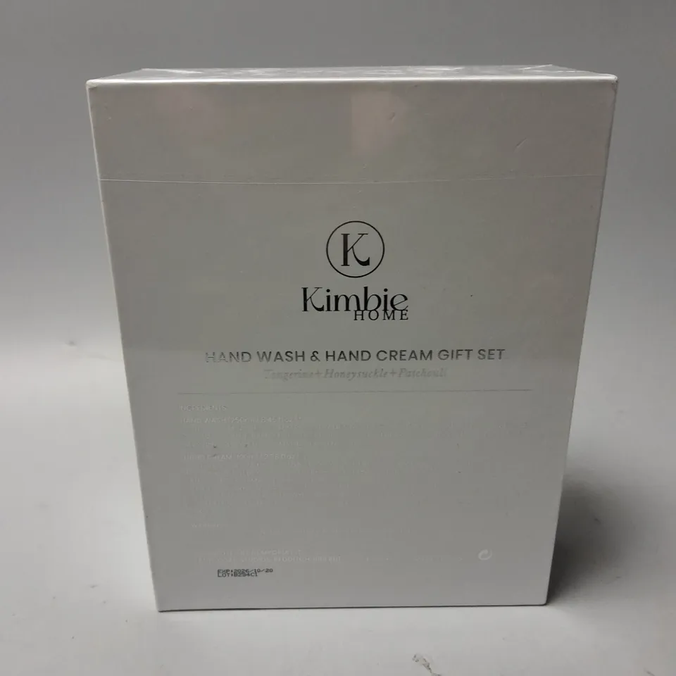 SEALED KIMBIE HOME HAND WASH AND HAND CREAM GIFT SET IN TANGERINE, HONEYSUCKLE AND PATCHOULI