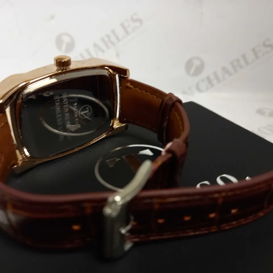 TALIS CO TRIPLE DIAL BLACK LEATHER STRAP WATCH RRP £550