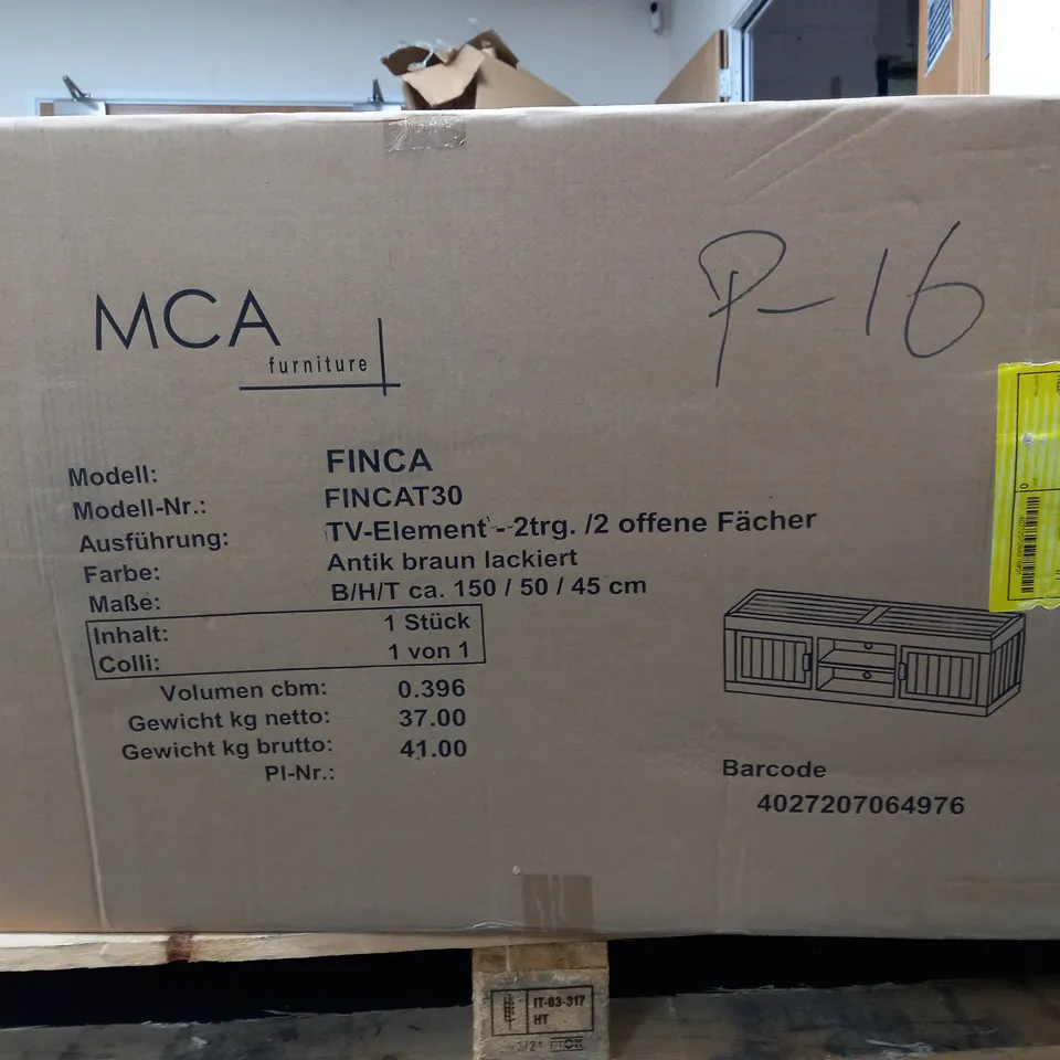 MCA FURNATURE FINCA TV TABLE/ CUPBOARD WOODEN DARK BROWN