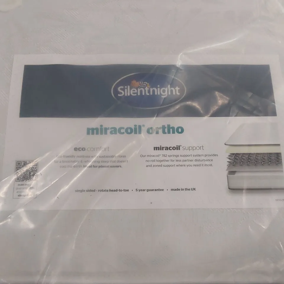 QUALITY BAGGED SILENTNIGHT ECO COMFORT MIRACOIL ORTHO SINGLE 3FT MATTRESS