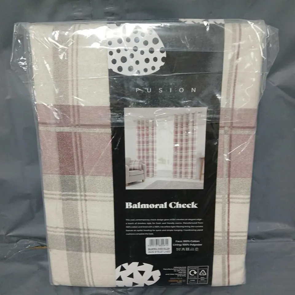FUSION BALMORAL CHECK FULLY LINED EYELET CURTAINS - 46" X 54"
