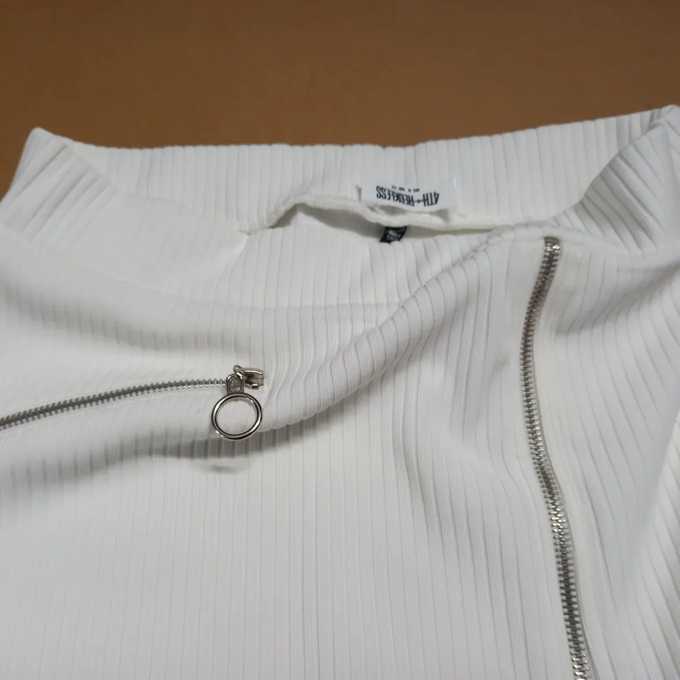 4TH RECKLESS WHITE ZIP DETAIL SKIRT - UK 12