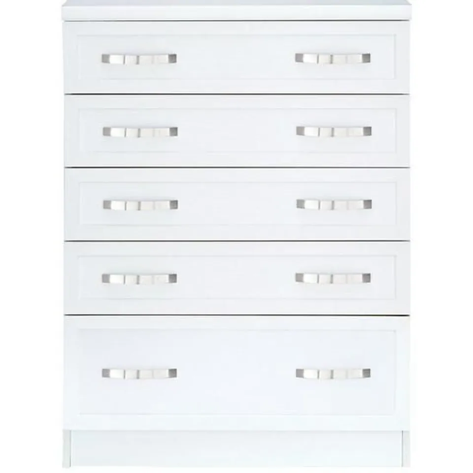 BOXED GRADE 1 CAMBERLEY WHITE 5-DRAWER GRADUATED CHEST (1 BOX)