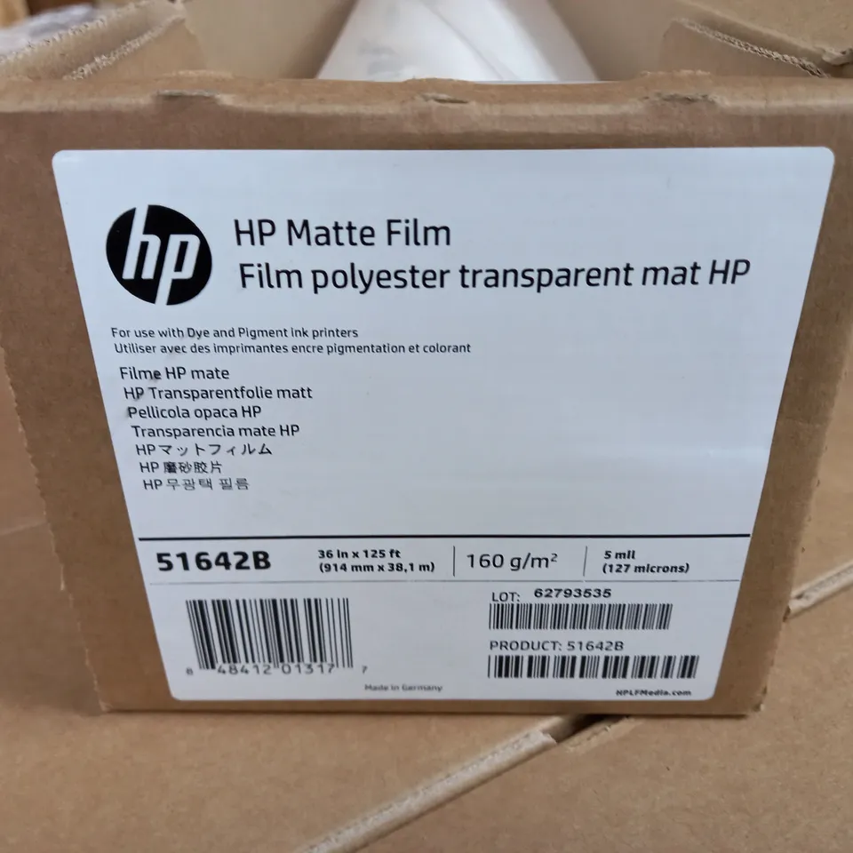 LOT OF 9 BOXED HP MATTE FILM POLYESTER TRANSPARENT MAT HP - 51642B