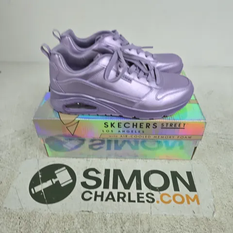 BOXED PAIR OF SKECHERS TRAINERS IN METALLIC PINK - UK 7