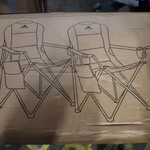 BOXED VOYAGER SET OF 2 PADDED CAMPING CHAIRS - BLUE & GREY