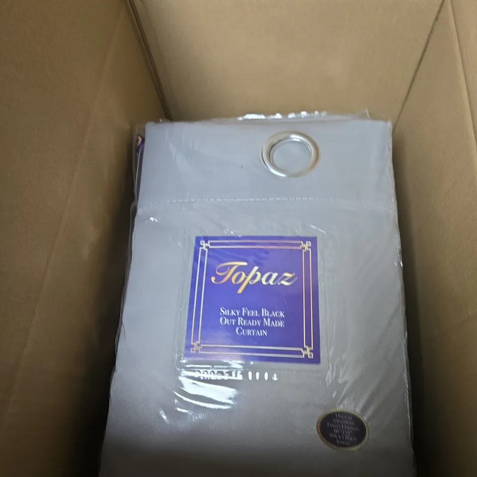 BOX OF 4 X TOPAZ EYELET CURTAINS – SILKY FEEL BLACK OUT, READY MADE, 66 X 72 IN (168 X 183 CM)