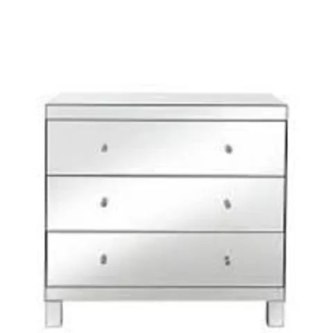 BOXED PARISIAN 3 DRAWER WIDE CHEST MIRRORED ( 1 BOX )